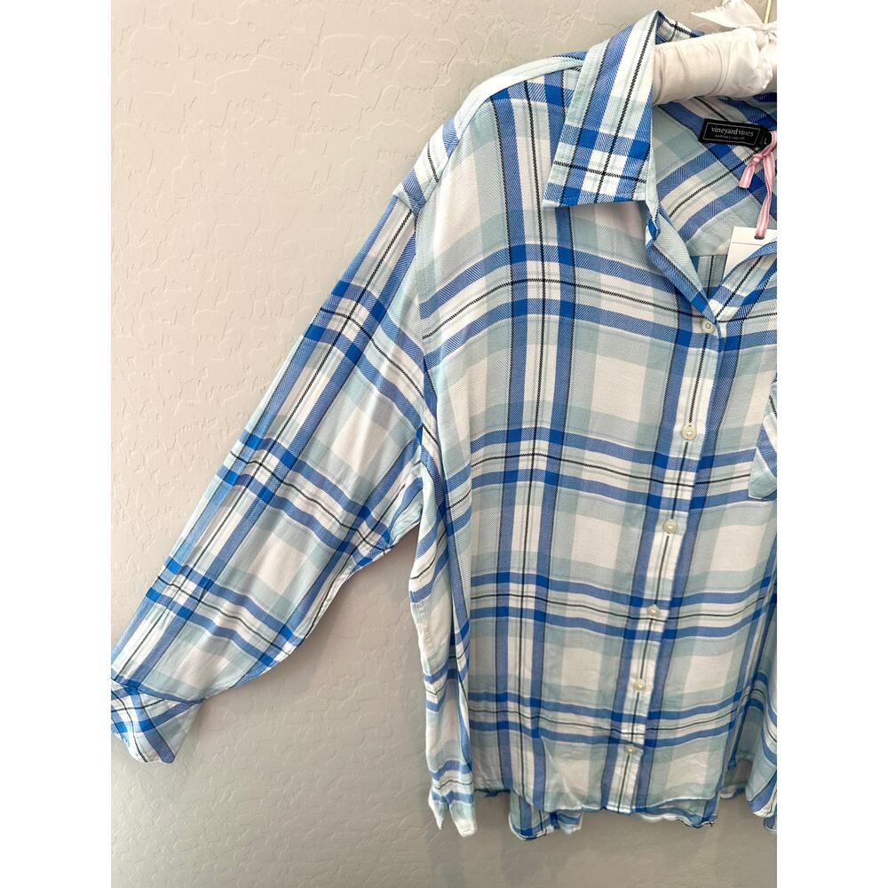 VINEYARD VINES | Blue Plaid Button Down Shirt Top NWT | Large - Picture 3 of 7